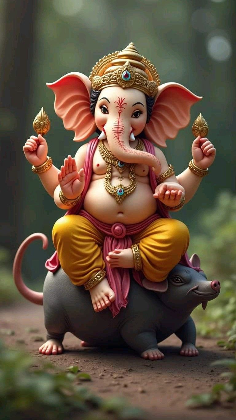 Lord Ganesha with mouse, devotional wallpaper