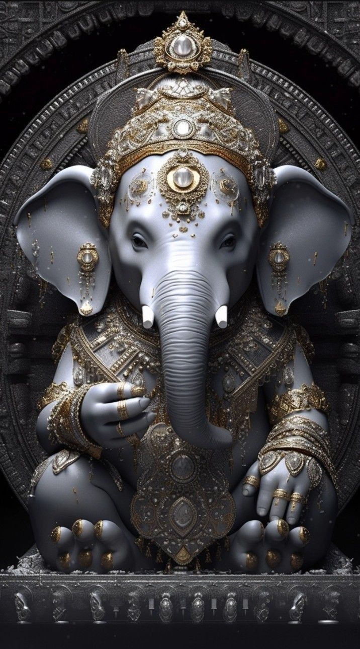 Majestic silver Ganesha portrait divine