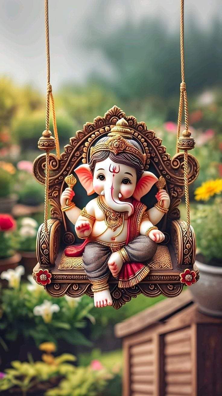 Ganesha on a floral swing