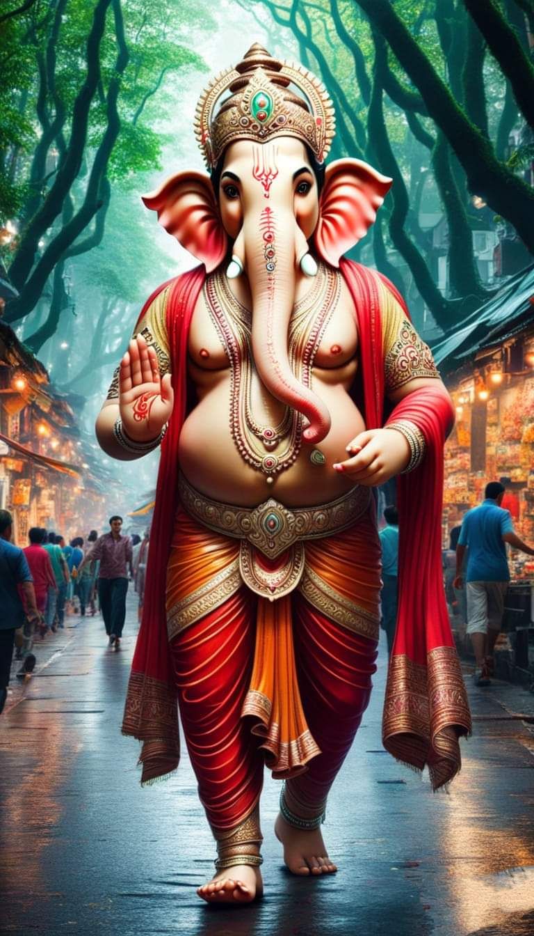 Lord Ganesha walking during a festival