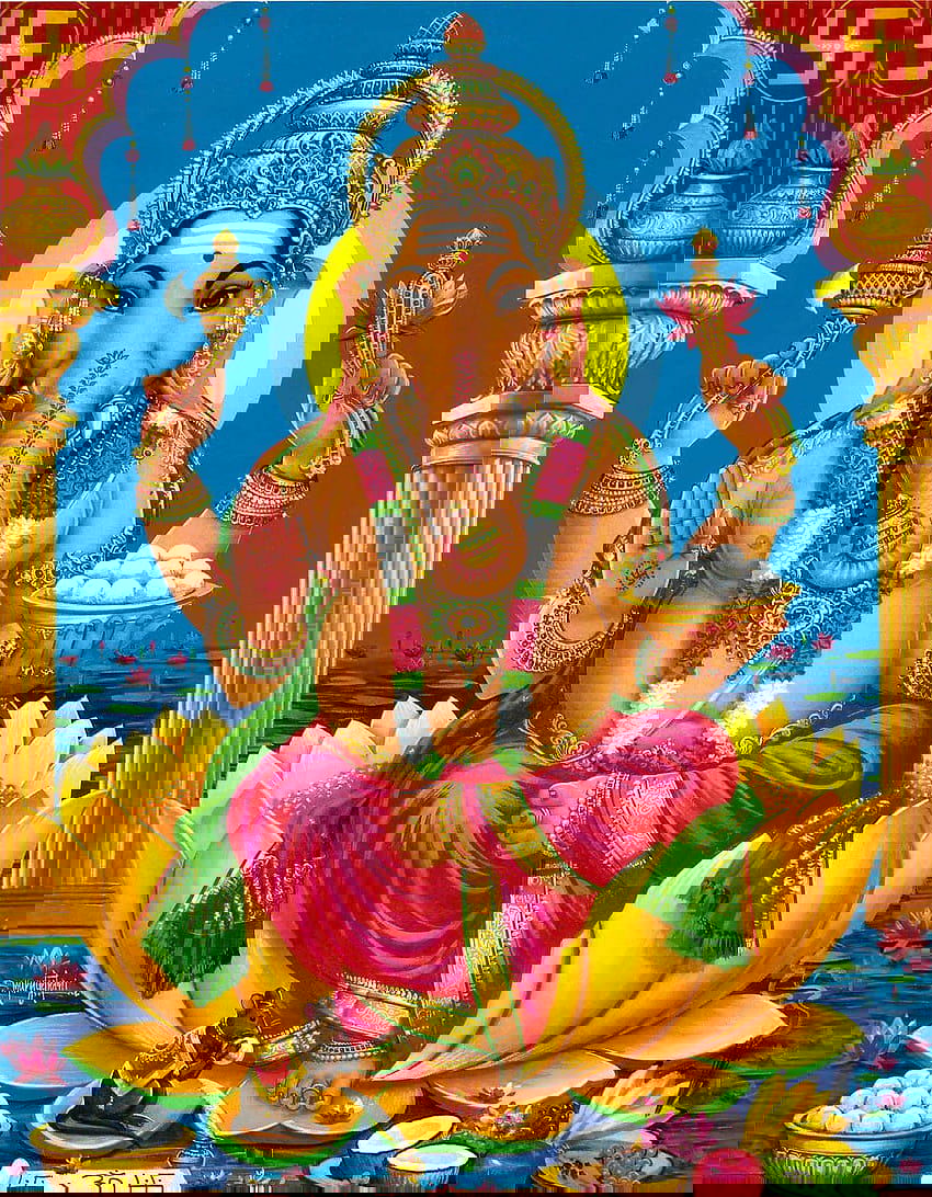 Lord Ganesha seated on a lotus