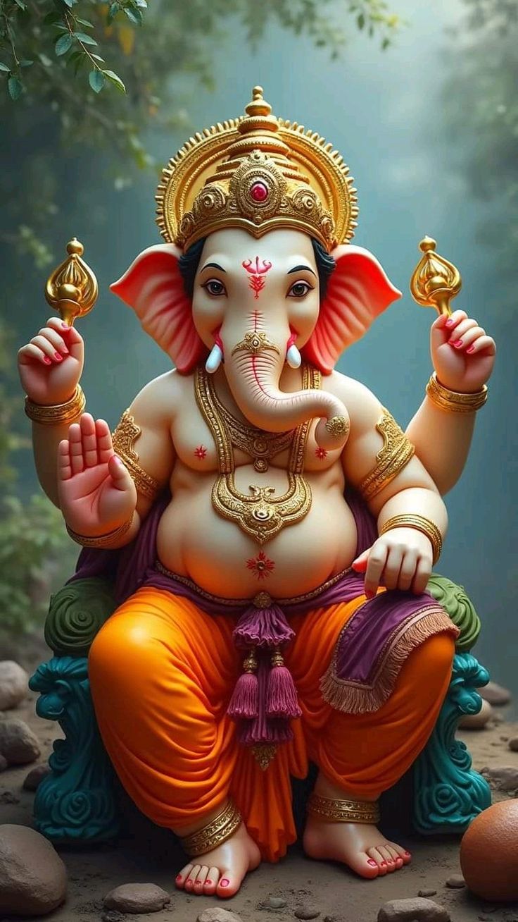 Lord Ganesha seated in blessing pose