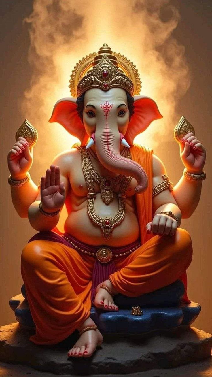Lord Ganesha bestows blessings upon devotees.