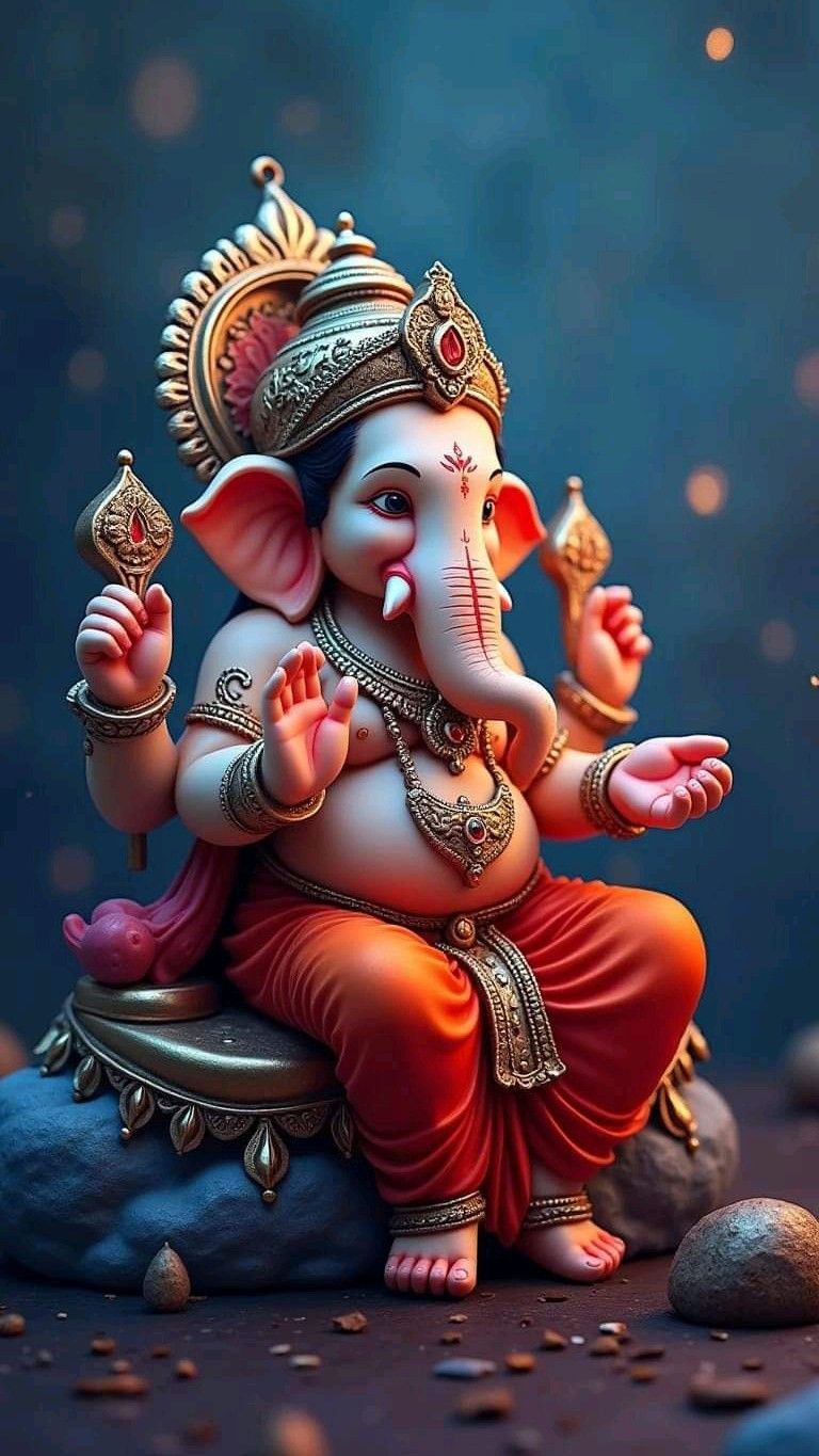 Smiling Ganesha blessing devotees beautifully.