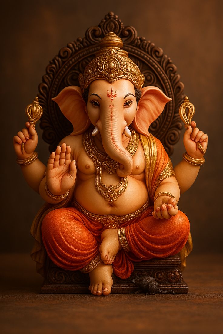 Lord Ganesha blessing devotees with peace.