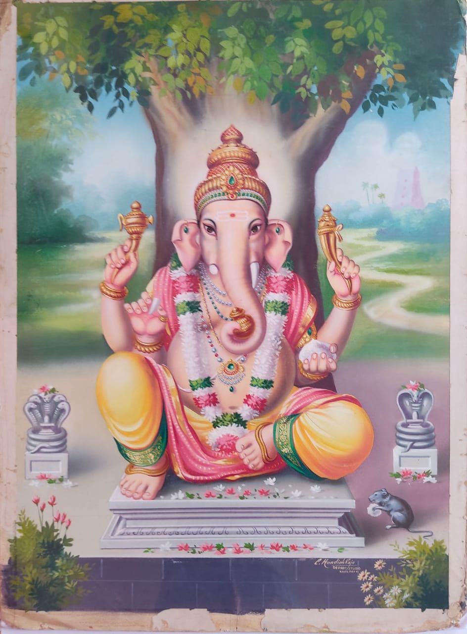 Lord Ganesha under a banyan tree