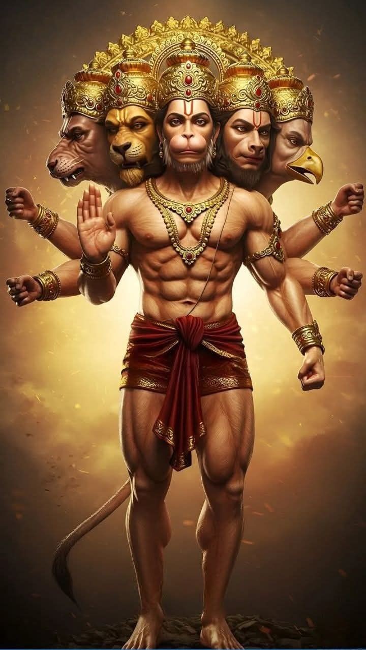 Multi-headed Hanuman, symbol of strength and devotion