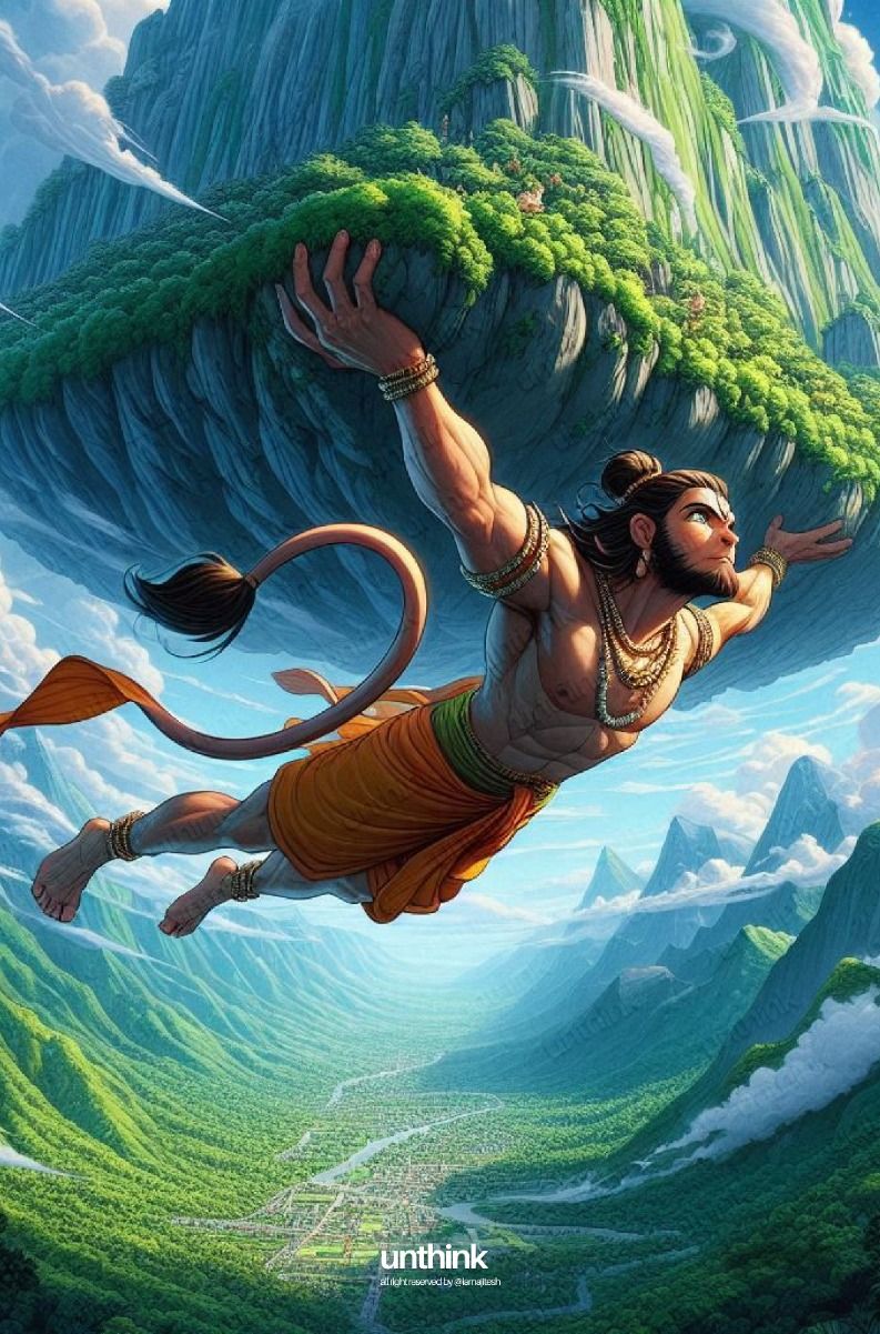 Hanuman carrying mountain divine wallpaper