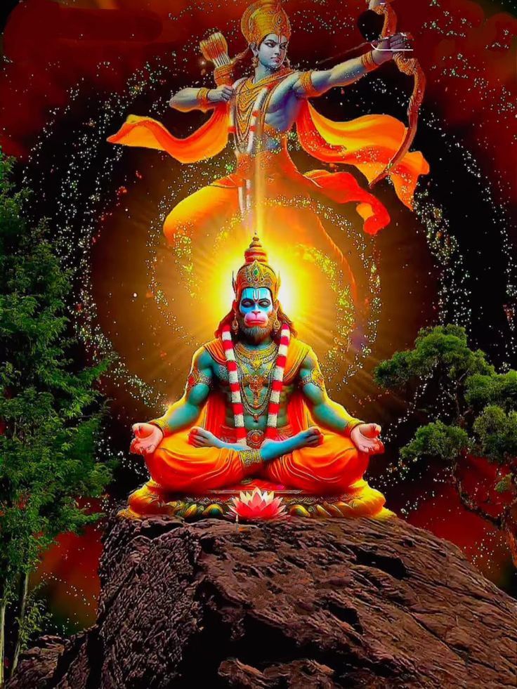 Hanuman and Lord Rama devotional wallpaper