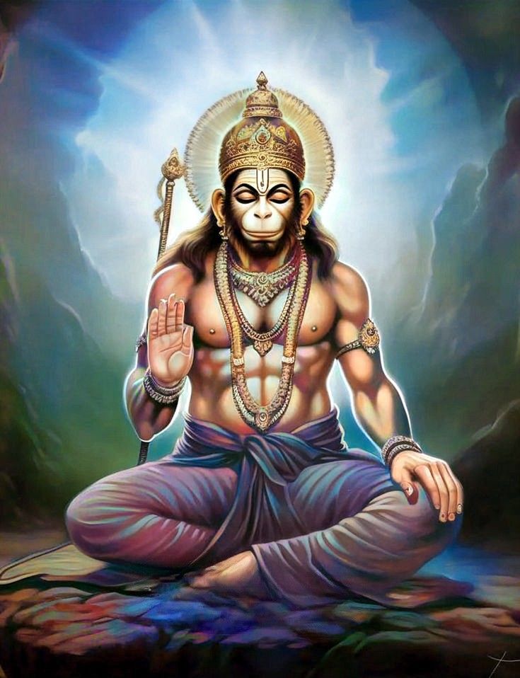 Hanumanji in a meditative blessing pose