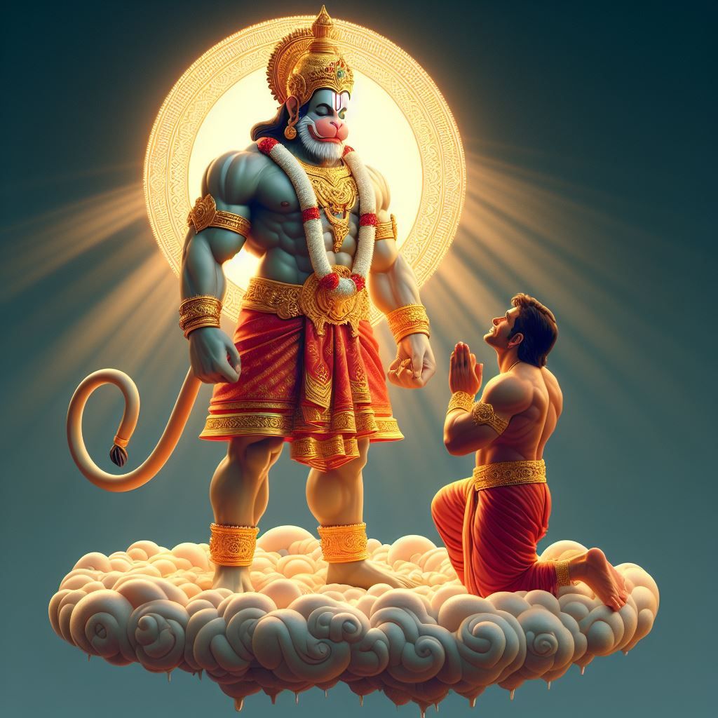 Hanuman blesses a devout follower.
