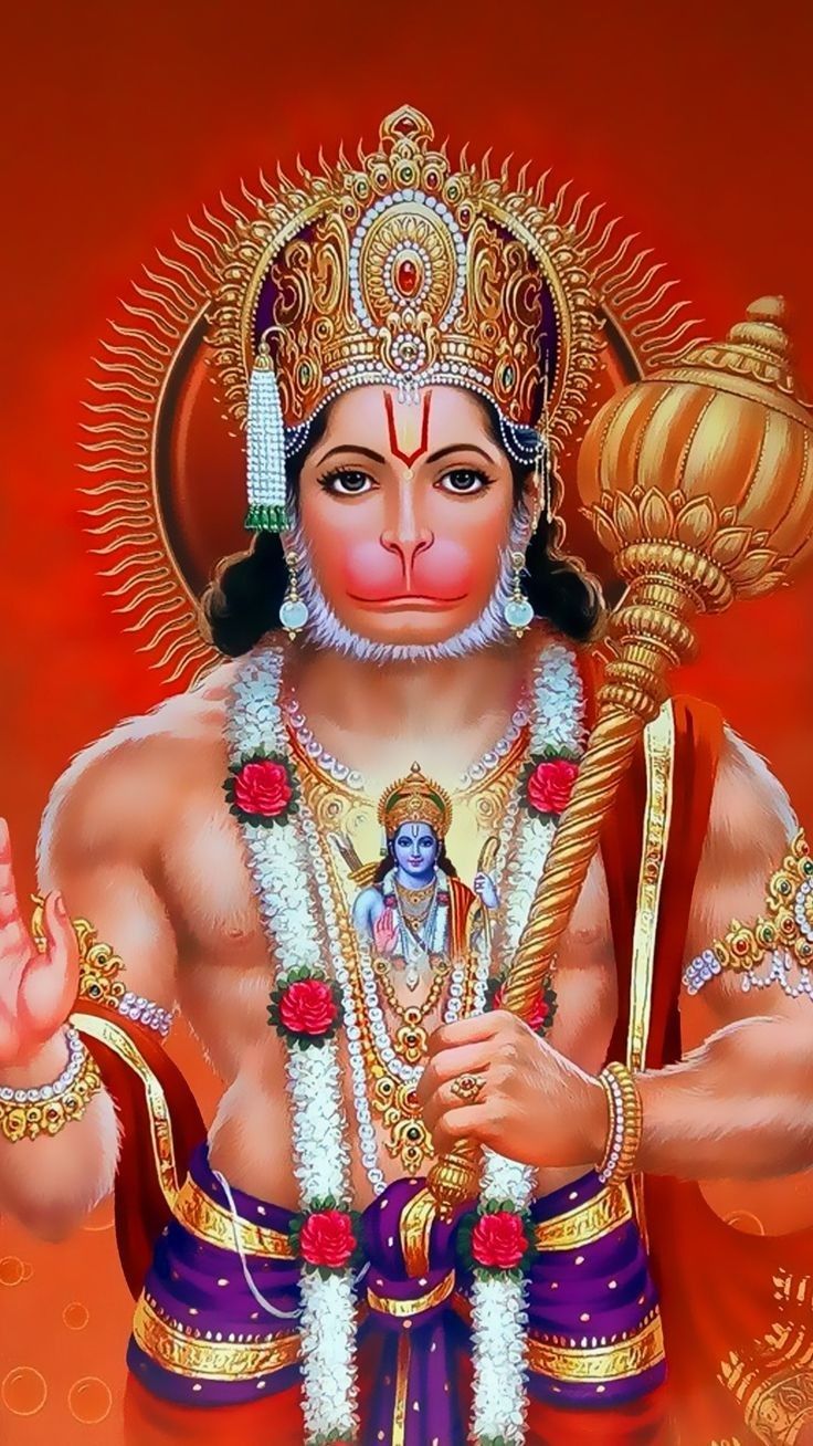 Powerful Hanuman with Lord Ram\'s image