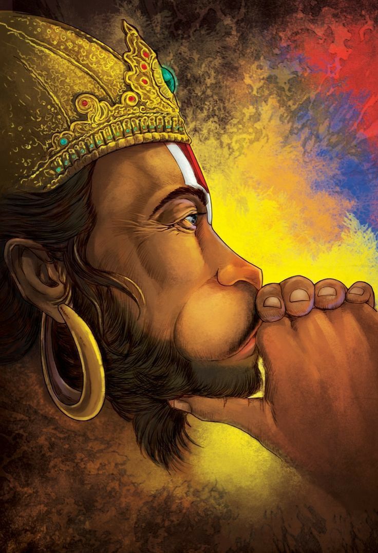 Contemplative Hanuman portrait, divine art