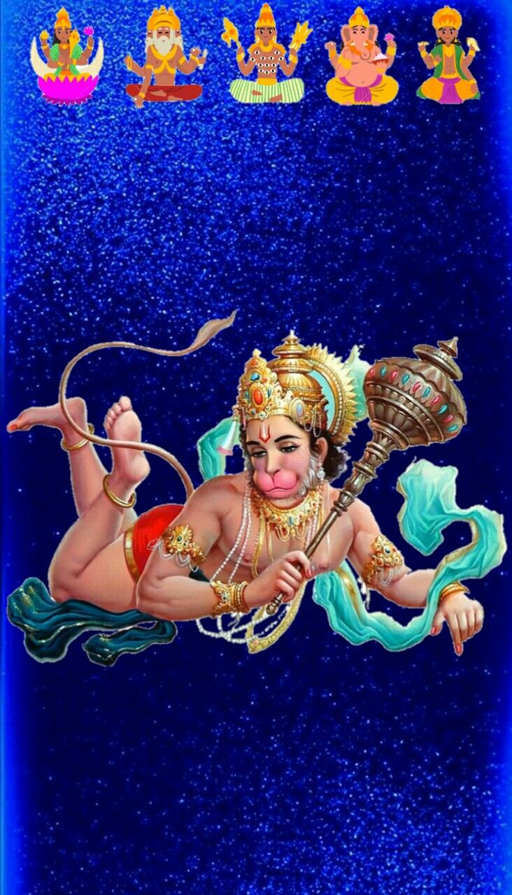 Hanuman leaping with mace, divine image