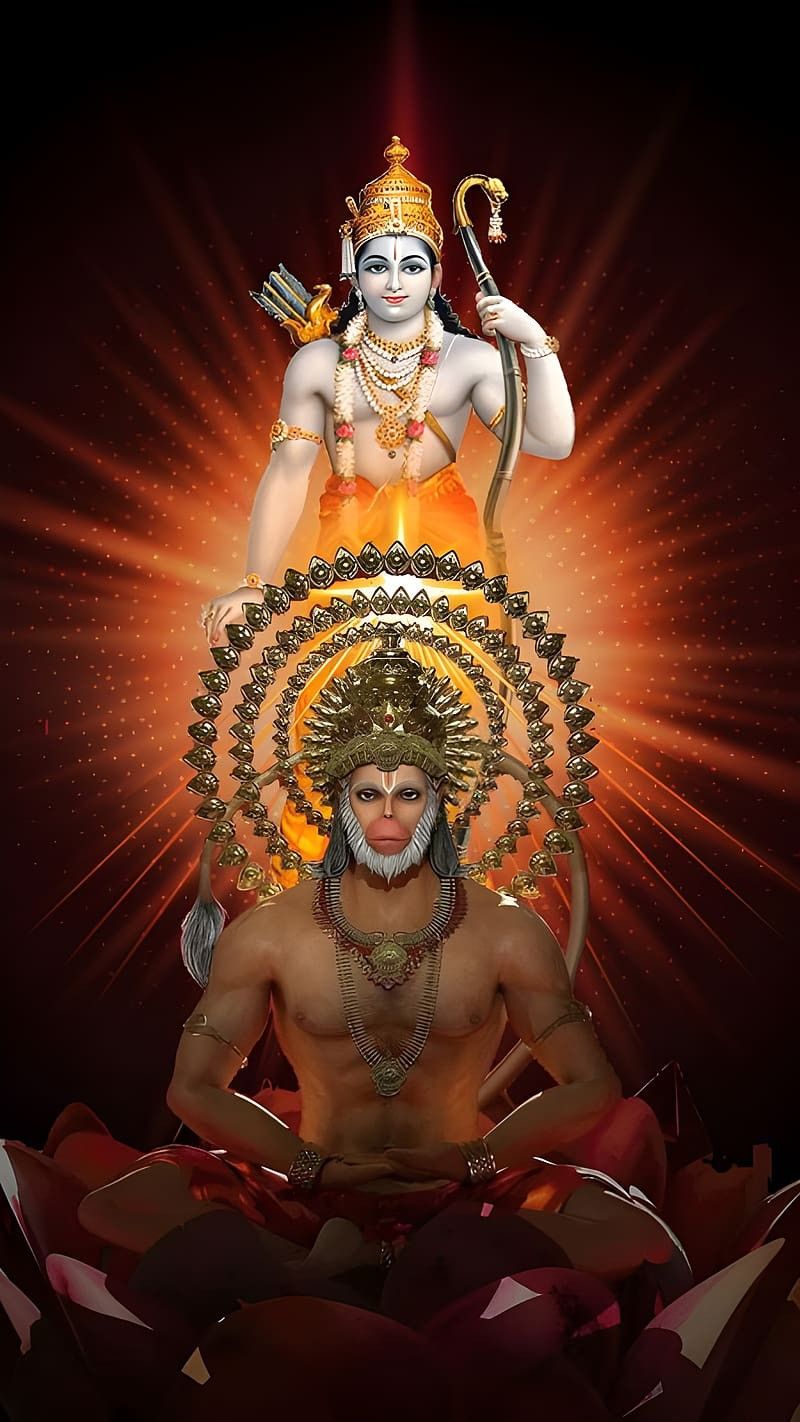 Hanuman with Lord Ram devotional wallpaper