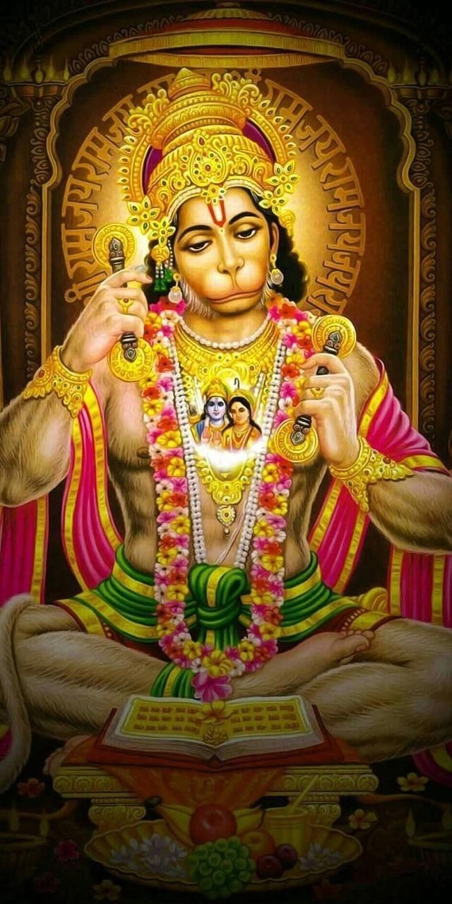 Hanumanji with Rama, Sita, and Lakshman.