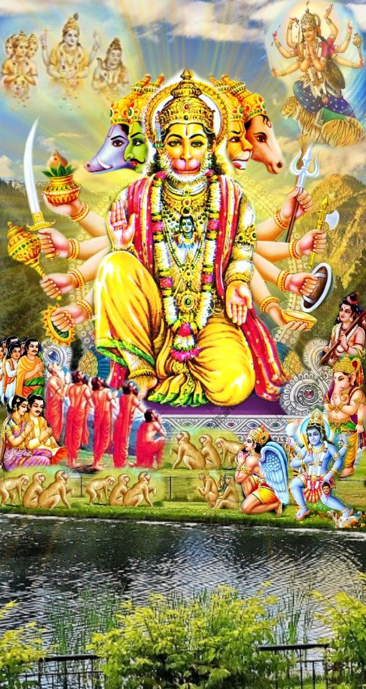 Powerful Hanuman with multiple arms