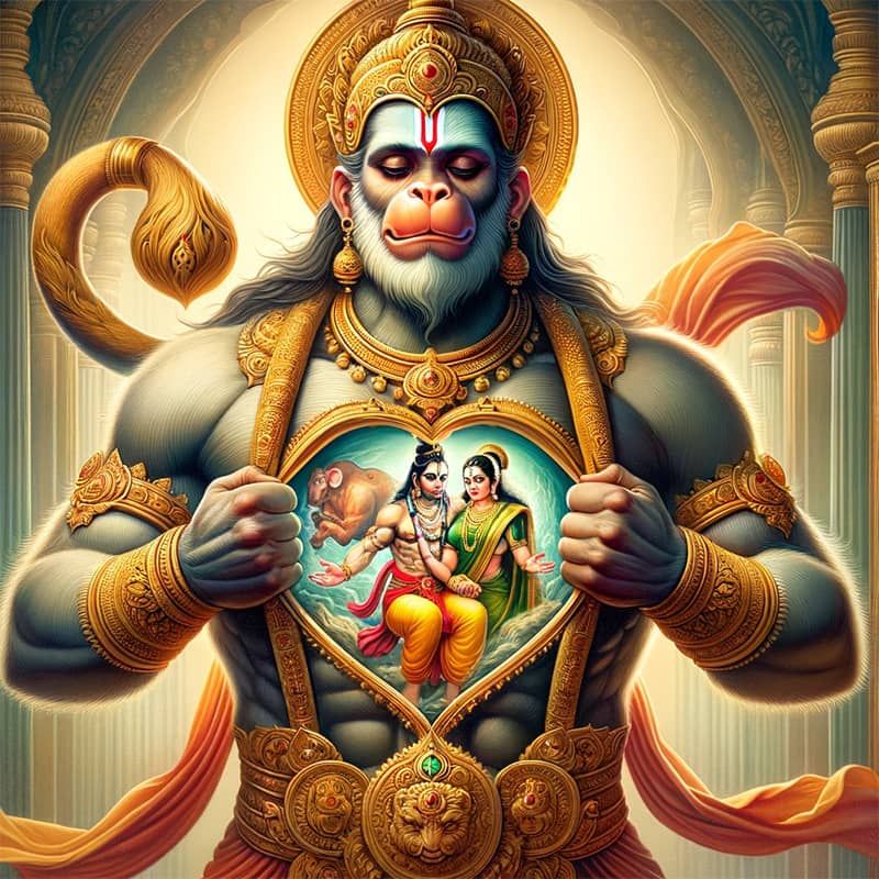 Hanuman holding Ram Sita in his heart