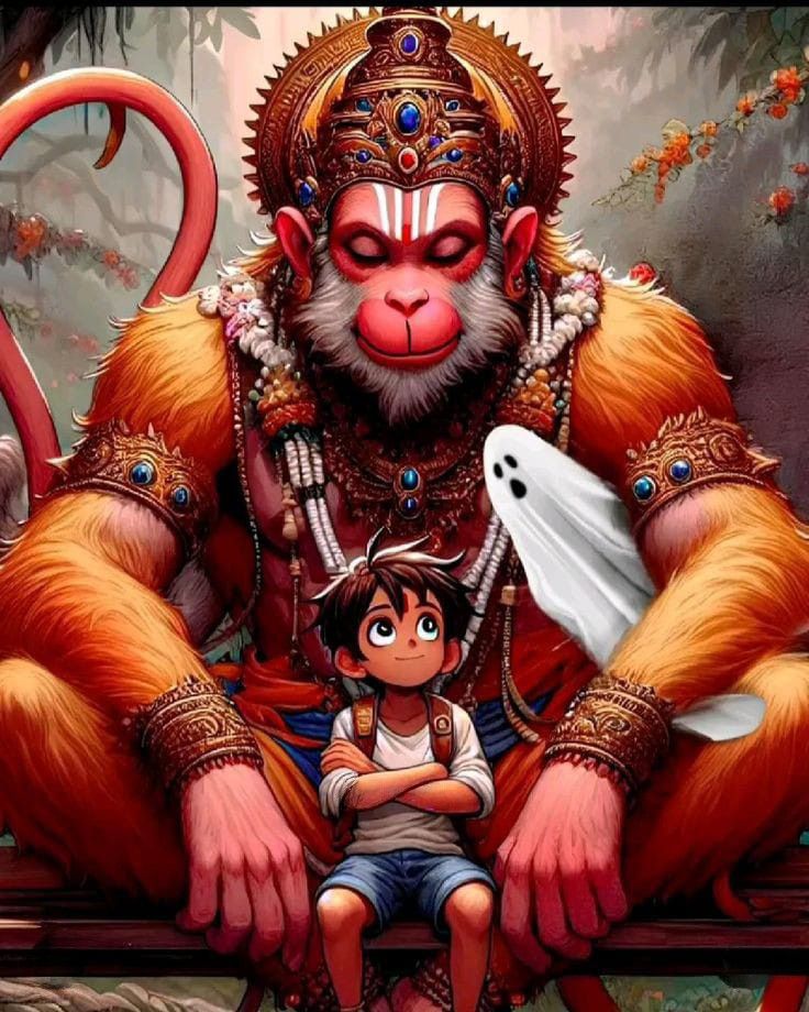 Hanuman protects a young devotee.