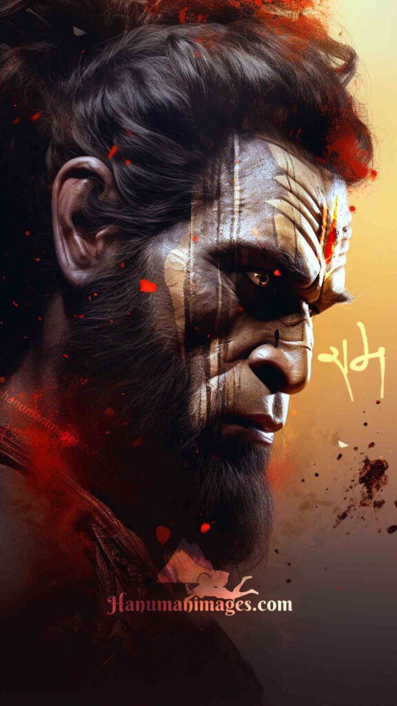 Fierce Hanuman portrait, devotional wallpaper