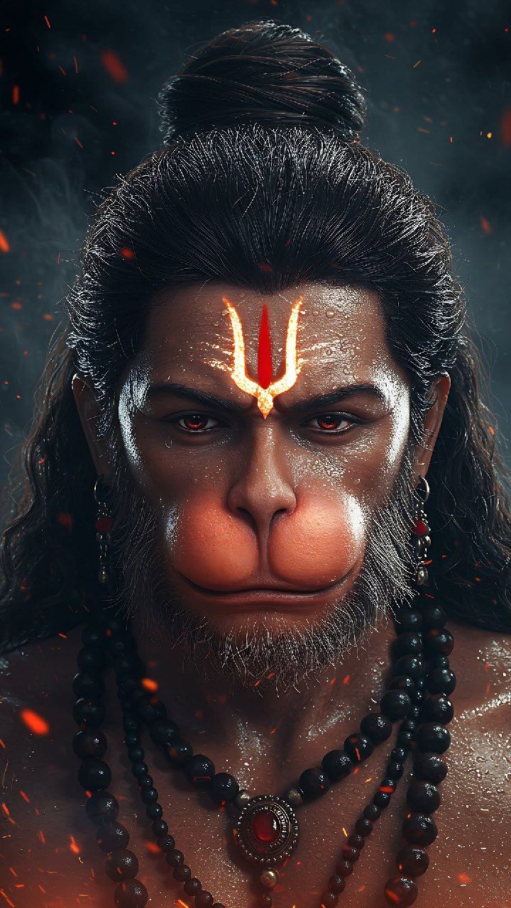 Fierce Hanuman portrait, divine wallpaper