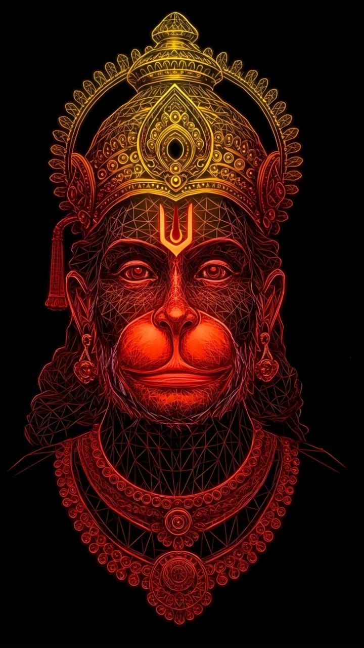 Geometric Hanuman portrait, divine energy