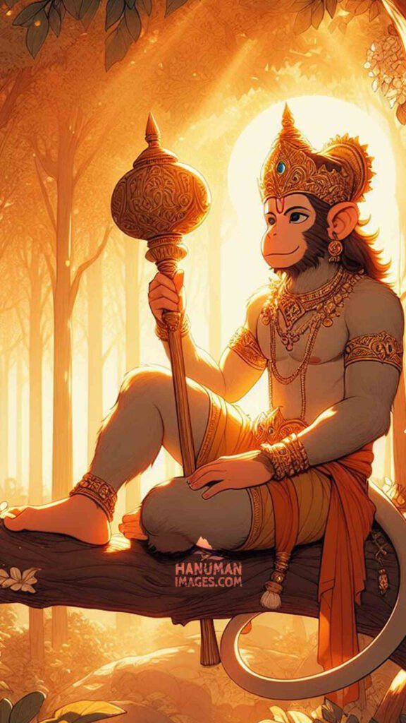Hanuman seated with his mace