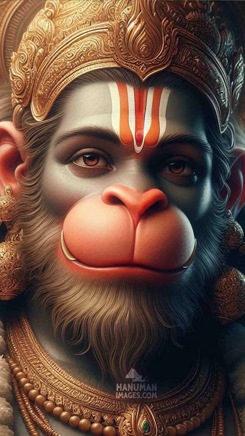 Close-up portrait of Hanuman\'s divine face