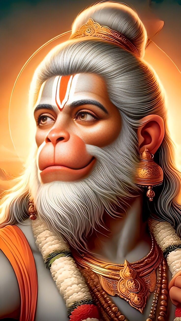 Close-up portrait of Hanumanji with divine gaze