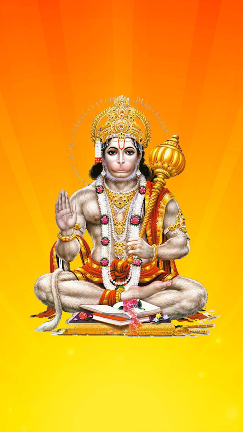 Lord Hanuman seated in devotional pose