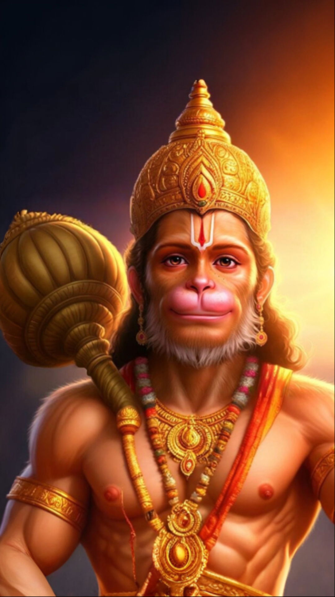 Powerful Hanuman portrait with gada