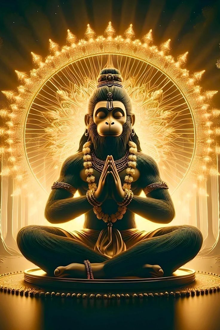 Hanuman in meditative prayer pose