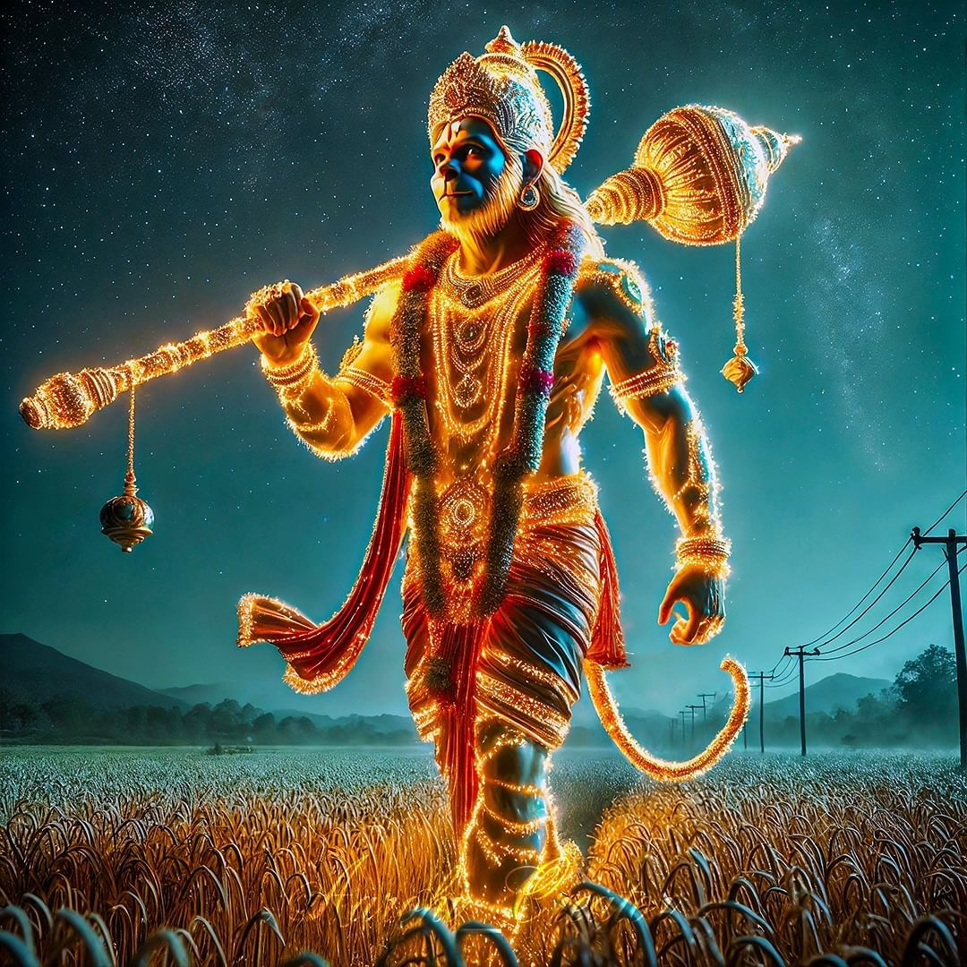 Hanuman wielding gada, divine warrior image