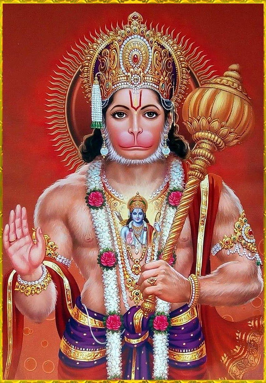 Hanuman with gada, a divine protector.