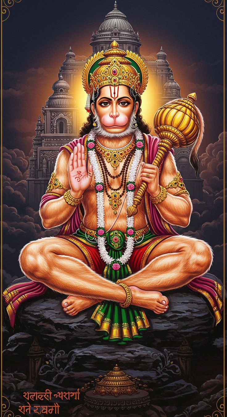 Hanuman seated in devotional pose