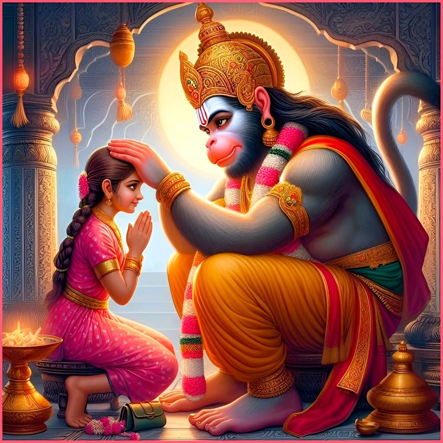 Hanuman blesses a young devotee.