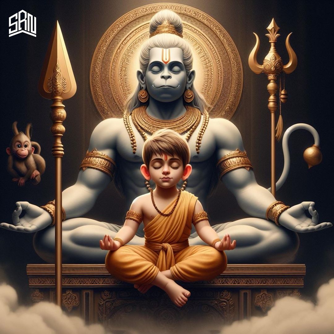 Hanuman bestows blessings upon a devotee.