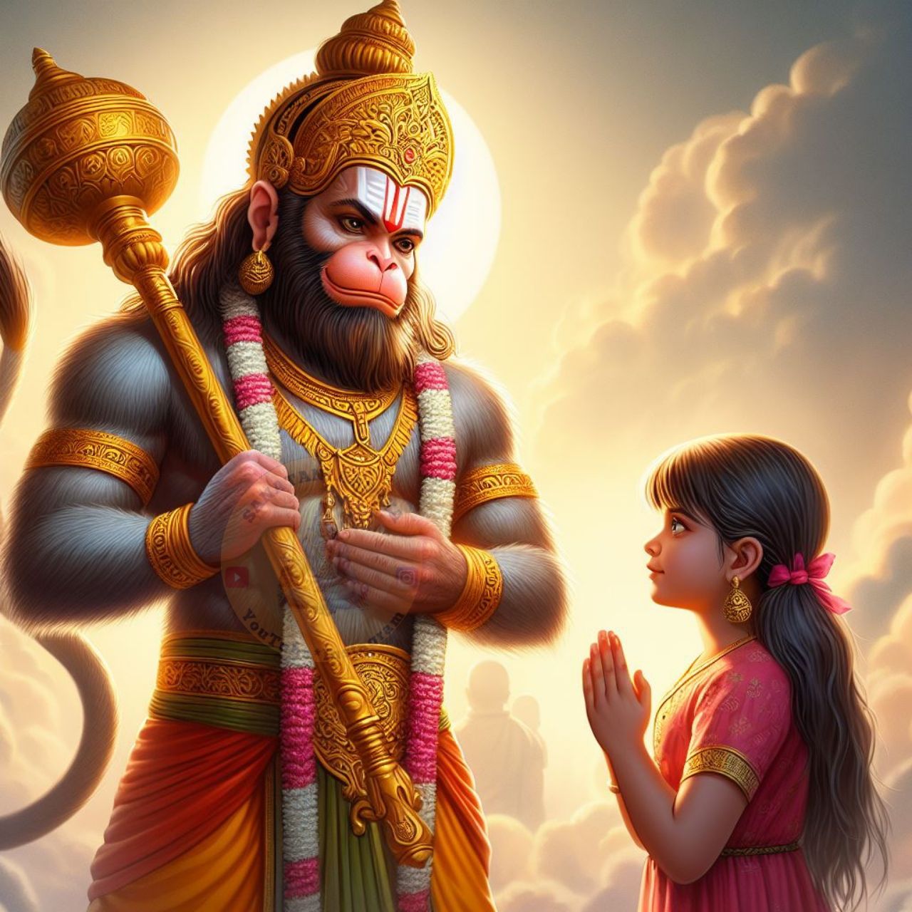Hanuman blesses a young devotee.