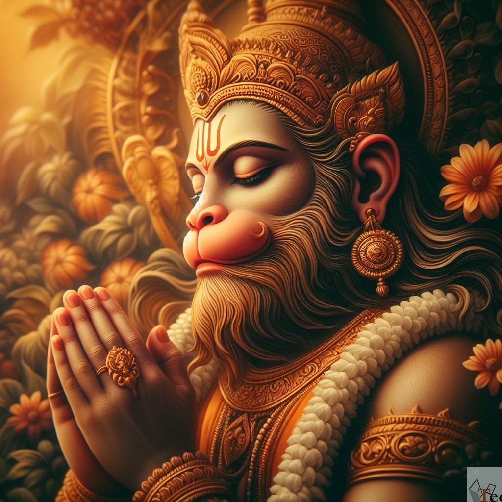 Hanuman in prayerful pose, divine wallpaper