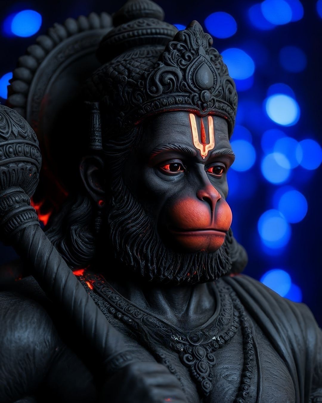 Intense Hanuman portrait with mace