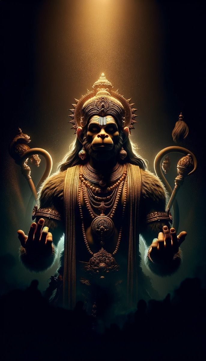 Powerful Hanuman image for devotional wallpaper