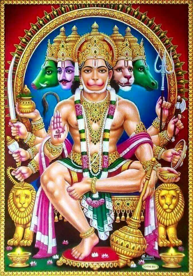 Majestic Hanuman with three faces