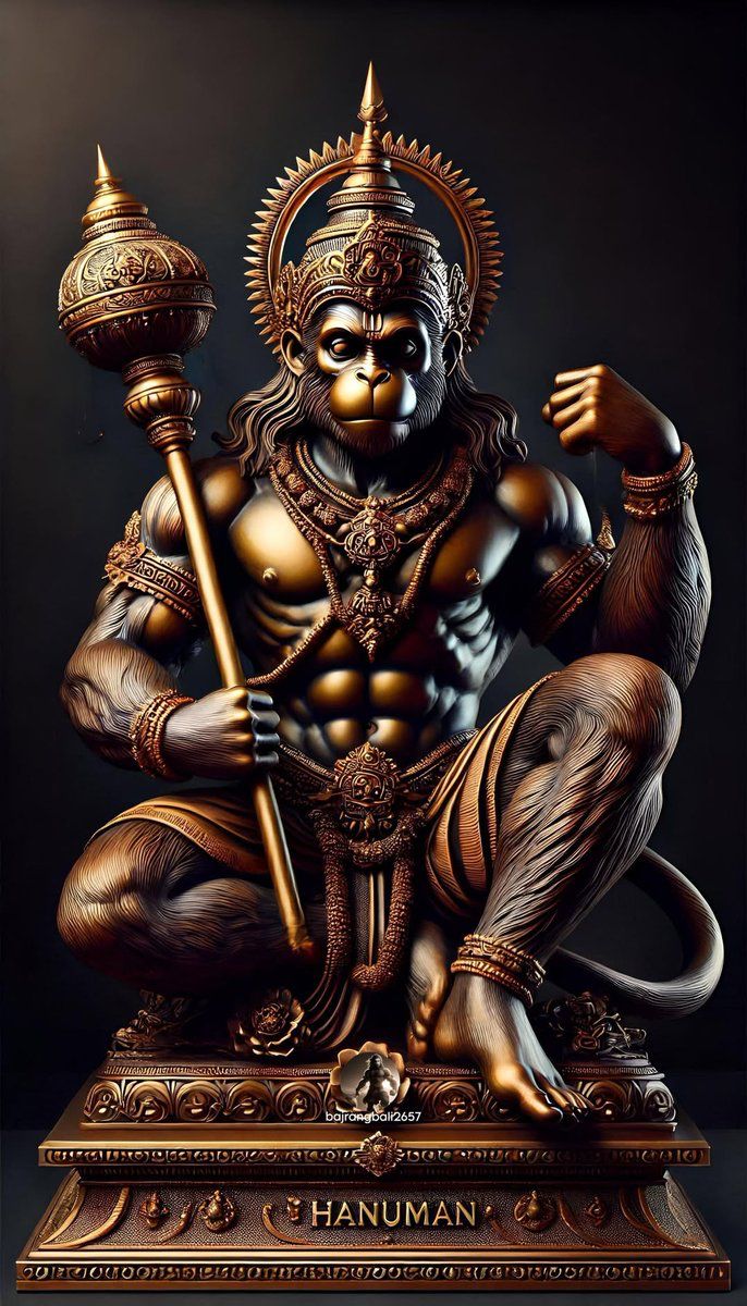 Powerful Hanuman holding a mace