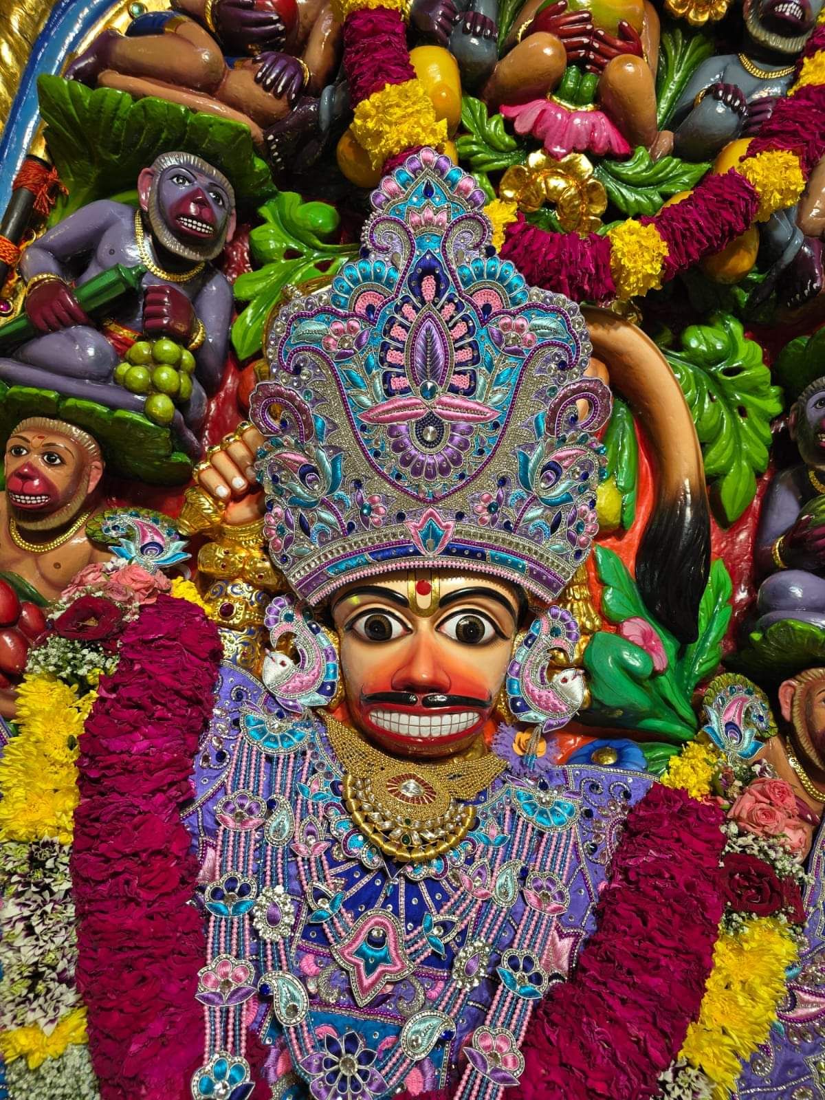 Powerful Hanuman face, divine protection.