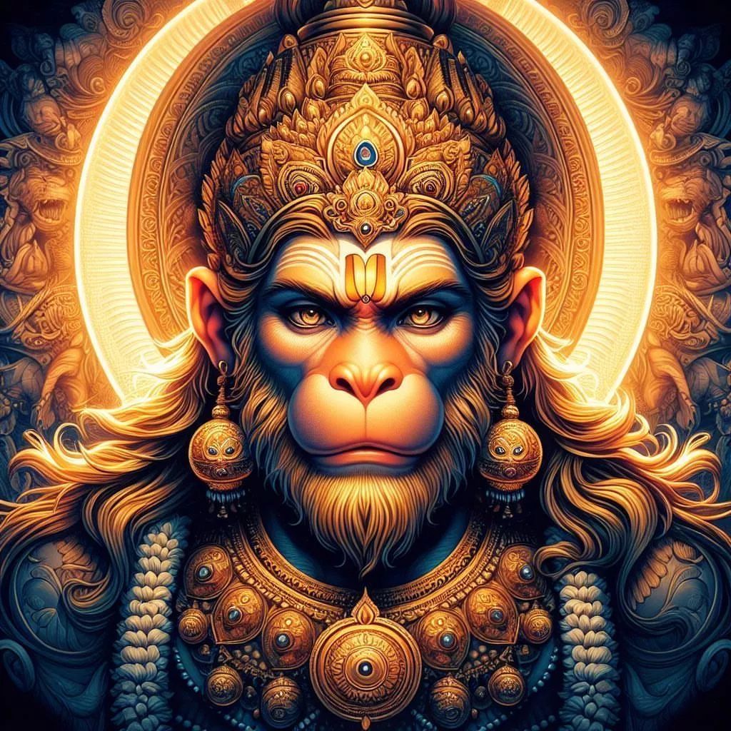 Hanuman\'s powerful and divine face.