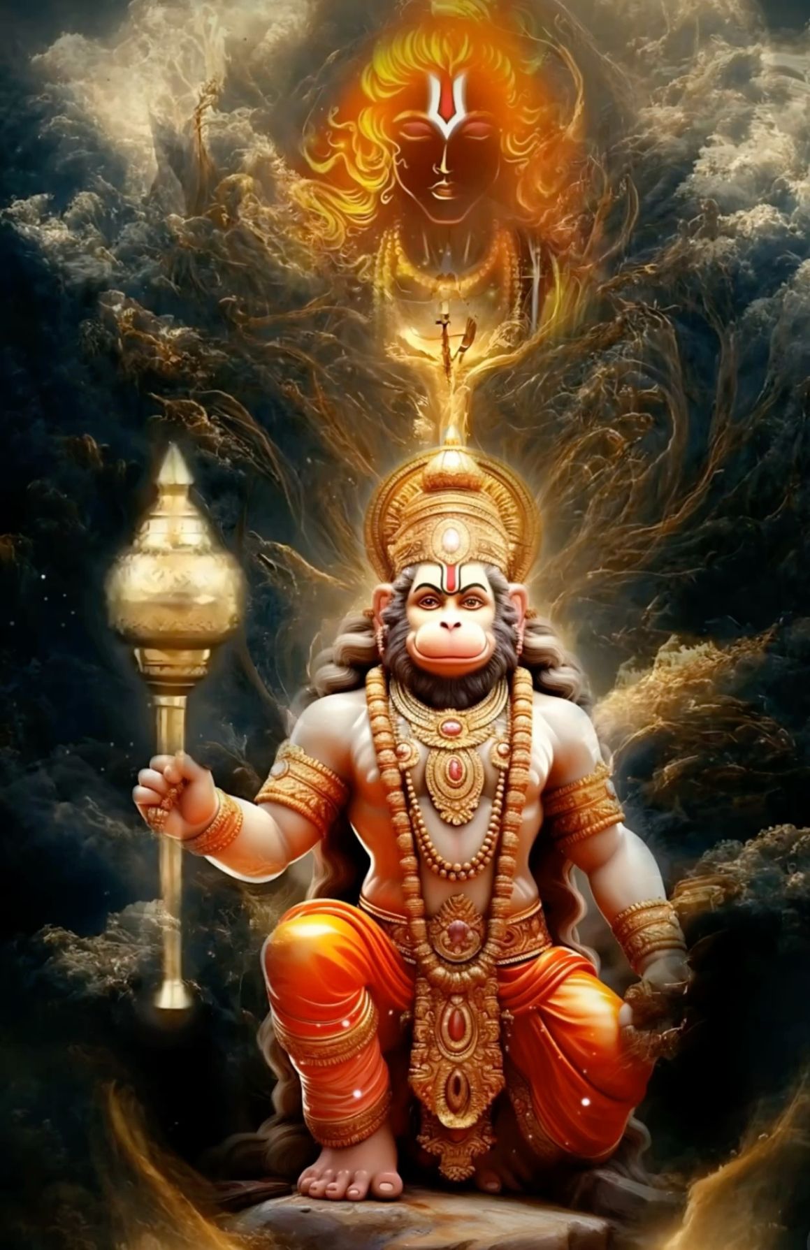 Hanuman with mace, a divine protector.