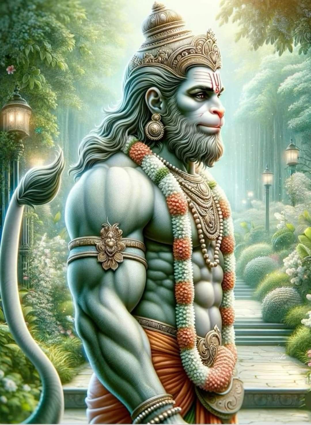 Powerful Hanuman portrait, divine protection.
