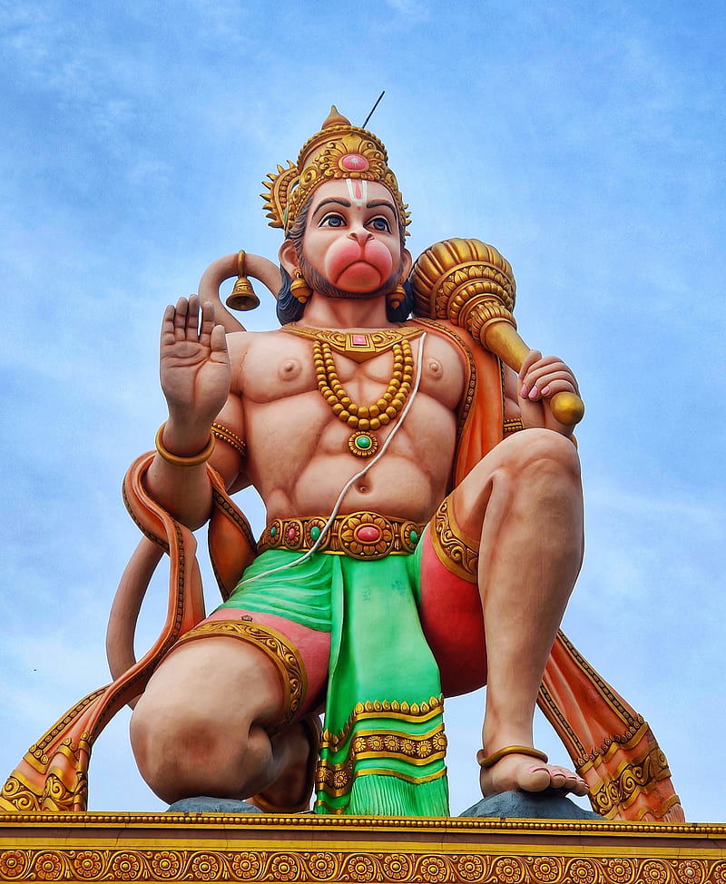 Powerful Hanuman statue with mace