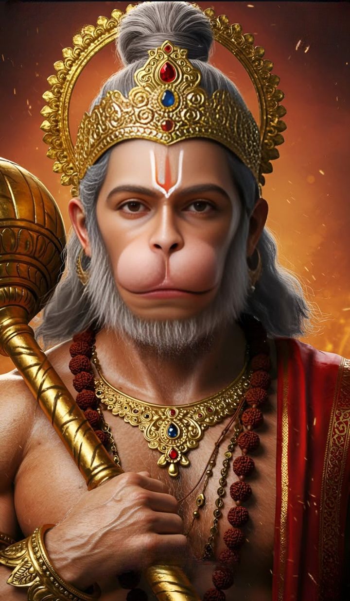 Powerful Hanuman portrait, divine and protective.