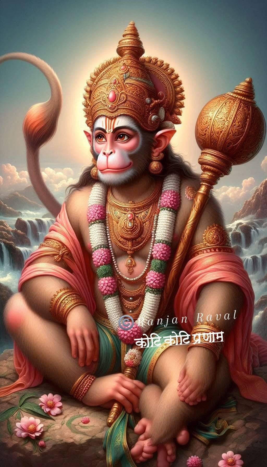 Hanuman with mace, divine portrait